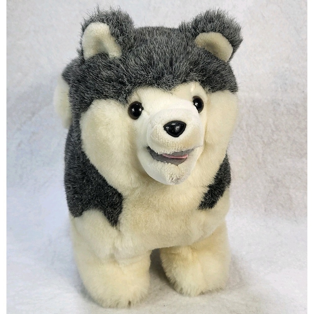 VTG 1977 DAKIN 12" Siberian Husky Grey Wolf Puppy Sled Dog Stuffed Plush Animal